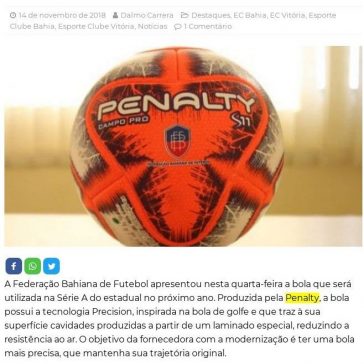 Federação Bahiana de Futebol apresenta a bola do Campeonato Baiano 2019 – Futebol Bahiano
