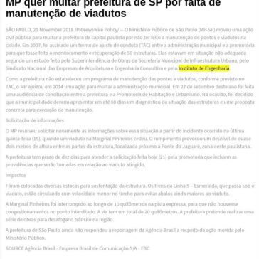 MP quer multar prefeitura de SP por falta de manutenção de viadutos – Mauricio Araya