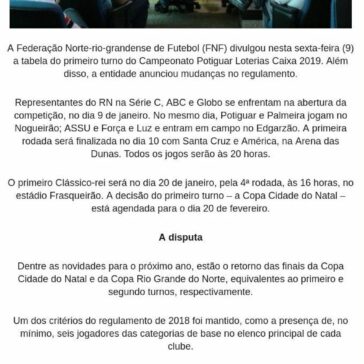 Com mudanças, Campeonato Potiguar 2019 começa em 9 de janeiro – Blog do DJ Bigode