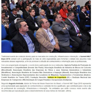 Summit M&T Expo 2018 reunirá especialistas para debater construção, mineração e infraestrutura – M&T Expo