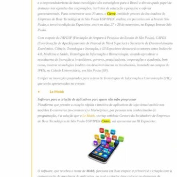 Startups apresentam soluções inovadoras para Tecnologias de Informação e Comunicação na III Expocietec – MTI Tecnologia