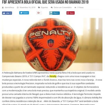 FBF apresenta bola oficial que será usada no Baianão 2019 – Diário de Ilhéus