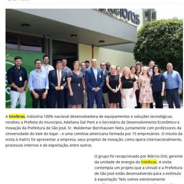 Intelbras recebe comitiva americana e prefeita de São José (SC) – Blog do Moreira
