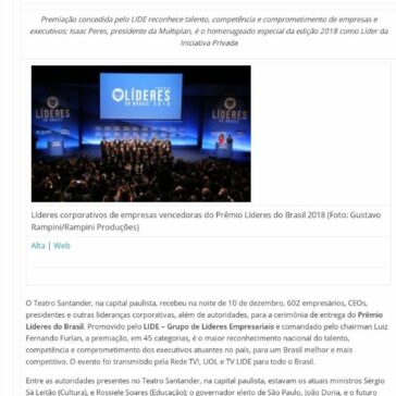 8° Prêmio Líderes do Brasil reúne empresas e executivos que fazem um país melhor e mais competitivo -Jornal Dia Dia