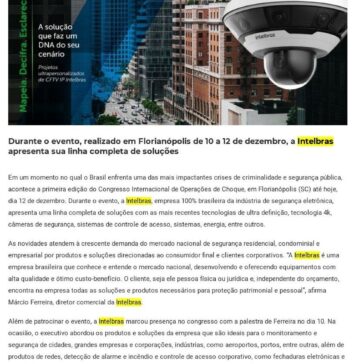 Intelbras marca presença no Congresso Operações de Choque -Digital Security