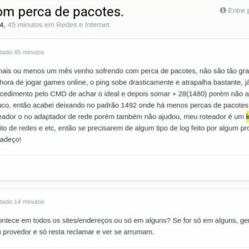 Problema com perca de pacotes. -Clube do Hardware