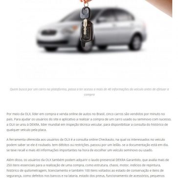 OLX se une à DEKRA para oferecer histórico dos veículos seminovos e usados a seus usuários – SINDIREPA