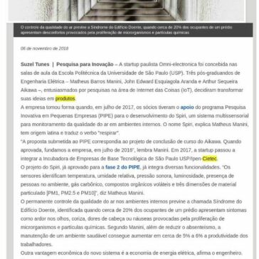 Sensores monitoram temperatura, umidade e qualidade do ar em ambientes internos, Fapesp – Capadocianas