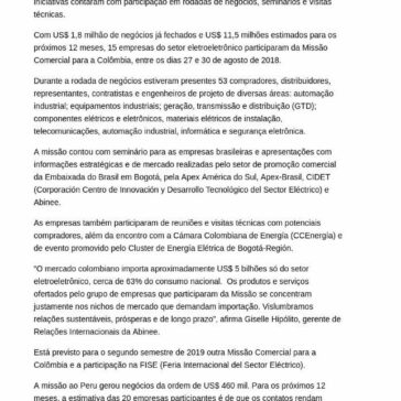 Missões à Colômbia, Peru e México geram negócios para o setor elétrico e eletrônico -Apex brasil