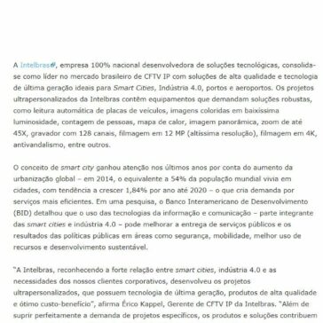 Intelbras consolida-se como líder no mercado de CFTV IP brasileiro com projetos ultrapersonalizados de segurança -E-Commerce News