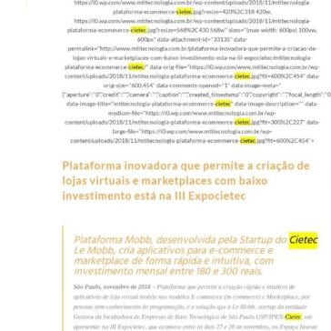 Plataforma inovadora que permite a criação de lojas virtuais e marketplaces com baixo investimento está na III Expocietec – MTI Tecnologia