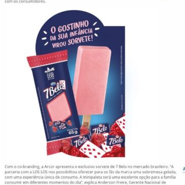 Bala 7 Belo da Arcor vira sorvete em co-branding inédito – Cartão de Visita (R7)