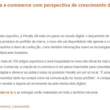 Penalty lança e-commerce com perspectiva de crescimento de dois dígitos – ABIT