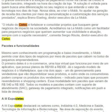 Plataforma inovadora que permite a criação de lojas virtuais e marketplaces com baixo investimento está na III Expocietec – Rede Press