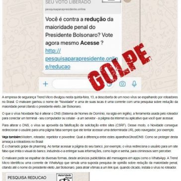 Falsa pesquisa sobre maioridade penal no WhatsApp instala vírus em roteadores-Portal Guandu