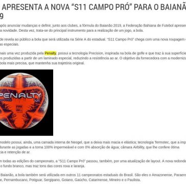 FBF apresenta a nova “S11 Campo Pró” para o Baianão 2019 – José Ataide