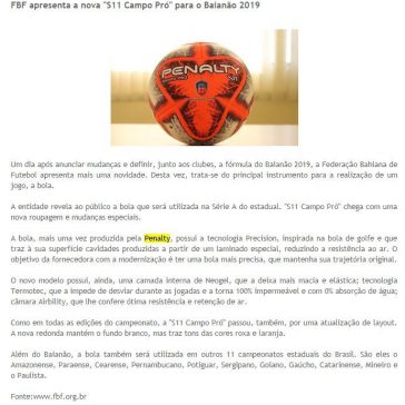 FBF apresenta a nova “S11 Campo Pró” para o Baianão 2019 – Blog Sao Jose Noticias