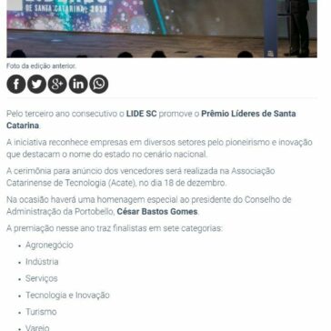 Prêmio Líderes reconhecerá empresários de Santa Catarina- Noticenter
