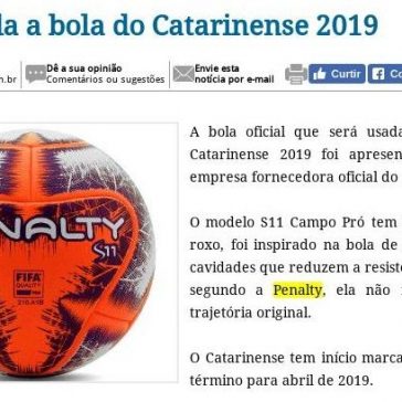 Divulgada a bola do Catarinense 2019 – Diário do Sul