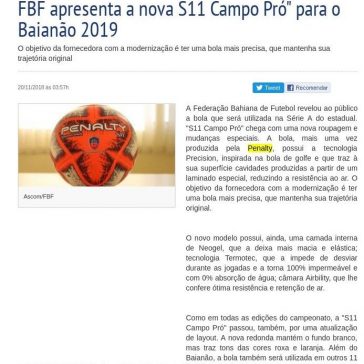 FBF apresenta a nova S11 Campo Pró” para o Baianão 2019 – Folha do Estado da Bahia