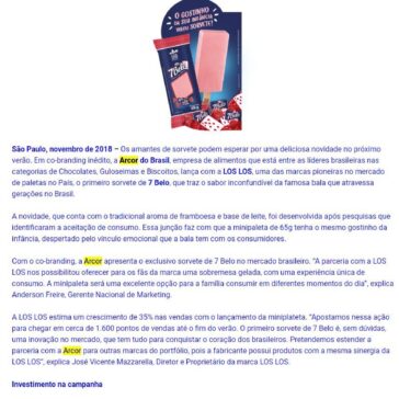 Bala 7 Belo da Arcor vira sorvete em co-branding inédito – Olímpia na balada