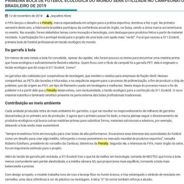Primeira bola de futebol ecológica do mundo será utilizada no Campeonato Brasileiro de 2019 – Natureza Bela Vida