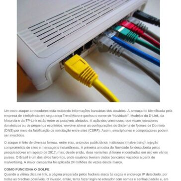 Novo ataque a roteadores pode roubar dados bancários de brasileiros- Tribuna de Noticias