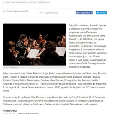 Camerata leva concerto de Natal a Santo Amaro da Imperatriz na sexta (21) -Tudo Sobre Floripa