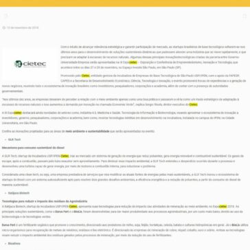 Tecnologias inovadoras para as áreas de Meio Ambiente e Sustentabilidade são apresentadas na Expocietec 2018 – Anprotec