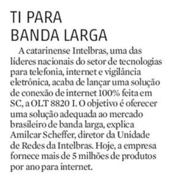 TI PARA BANDA LARGA -Diário Catarinense