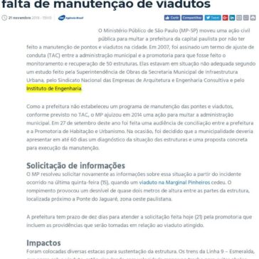 MP quer multar prefeitura de SP por falta de manutenção de viadutos – A Crítica (On-line)