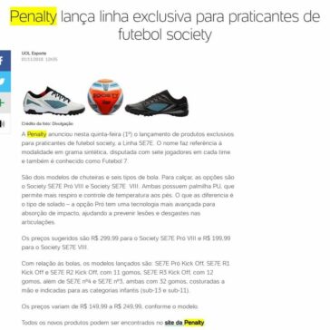 Penalty lança linha exclusiva para praticantes de futebol society – UOL