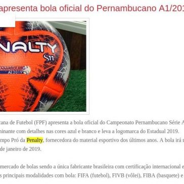 Futebol FPF apresenta bola oficial do Pernambucano A1/2019 – O Blog do Daniel Melo em Cima das Noticias