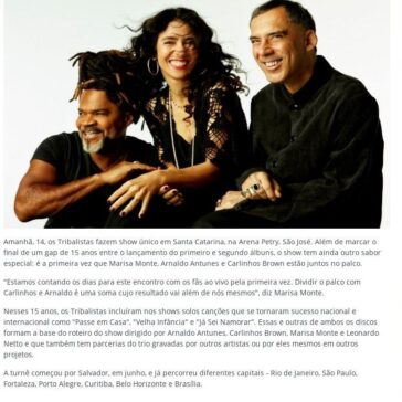 Tribalistas se apresentam na Grande Florianópolis, neste sábado-Portal MakingOf