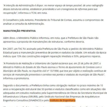 TCM vota aval para vistoria de emergência de viadutos e MP diz que prefeitura não apresentou proposta de manutenções de estruturas – Diário do Transporte