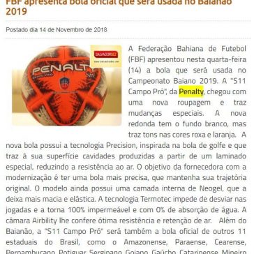 FBF apresenta bola oficial que será usada no Baianão 2019 – Portal Salvador Dez