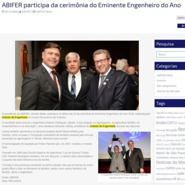 ABIFER participa da cerimônia do Eminente Engenheiro do Ano – ABIFER
