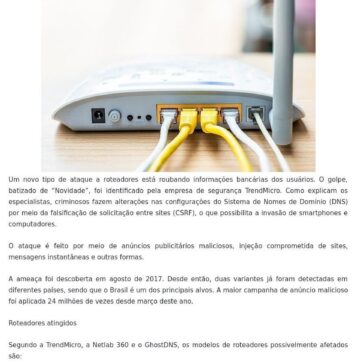 Novo golpe em roteadores rouba dados bancários de milhares de brasileiros-Notícia da Serra