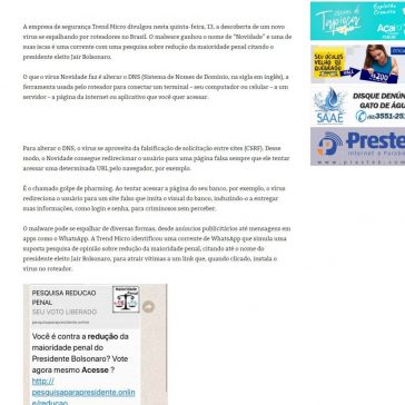 Falsa pesquisa sobre maioridade penal no WhatsApp instala vírus em roteadores-Boa Informação