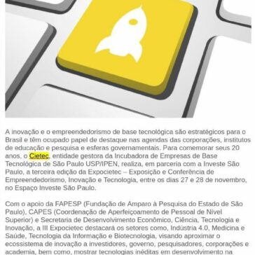 III Expocietec reúne startups de base tecnológica e apresenta fronteiras da inovação no Brasil – Rede Press