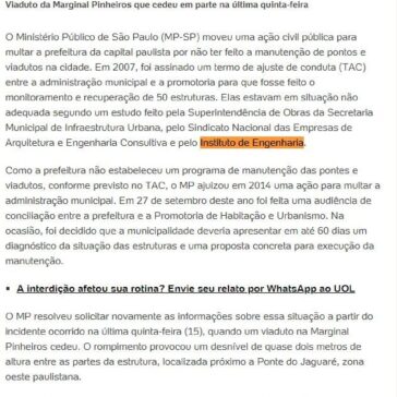 MP quer multar prefeitura de SP por falta de manutenção de viadutos – UOL