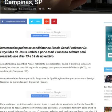 Multinacional argentina Arcor oferece 50 vagas de emprego para PCD em Campinas, SP – Beto Ribeiro Repórter