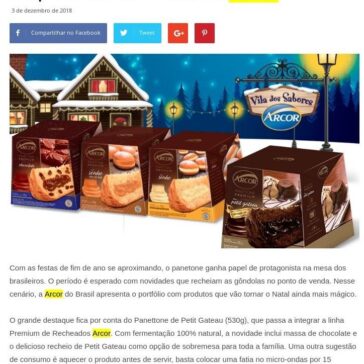 Panettone de Petit Gateau é destaque no portfólio de Natal da Arcor – Grandes Nomes da Propaganda