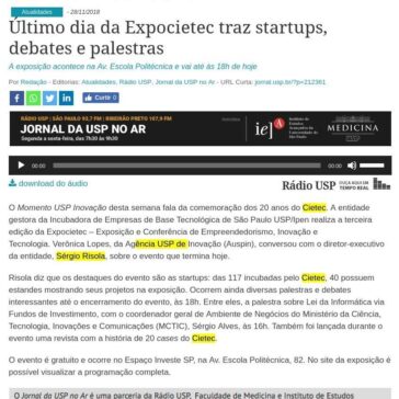 Último dia da Expocietec traz startups, debates e palestras – Jornal da USP