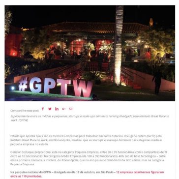 Empresas de TI se destacam entre as melhores para trabalhar em Santa Catarina-SC Inova