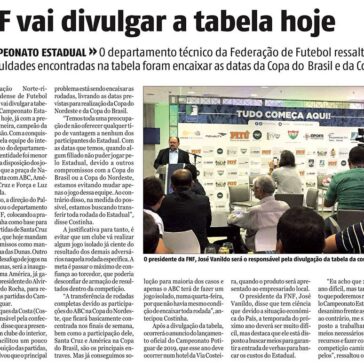 FNF vai divulgar a tabela hoje – Tribuna do Norte