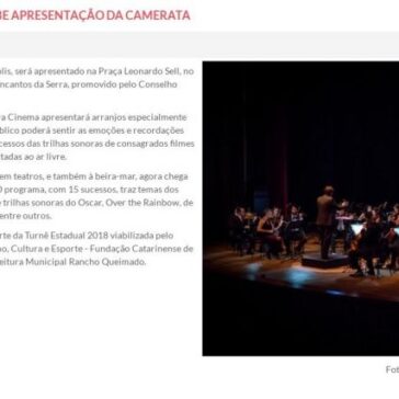 Município de Rancho Queimado recebe apresentação da Camerata-Fundação Catarinense de Cultura