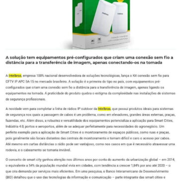 Intelbras lança Kit conexão sem fio para CFTV IP ideal para Smart Cities -Digital Security