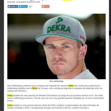 F1 – Hulkenberg perde patrocínio da Dekra -Auto Racing