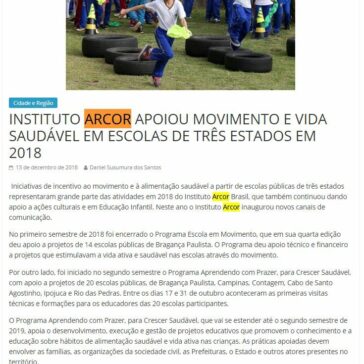 INSTITUTO ARCOR APOIOU MOVIMENTO E VIDA SAUDÁVEL EM ESCOLAS DE TRÊS ESTADOS EM 2018 – Jornal Dia Dia
